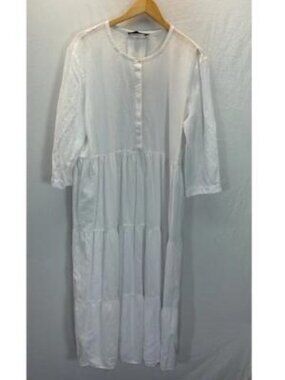 Jenni Kayne Shirt Dress White 3/4 sleeve cotton Beach lightweight XXL Beach